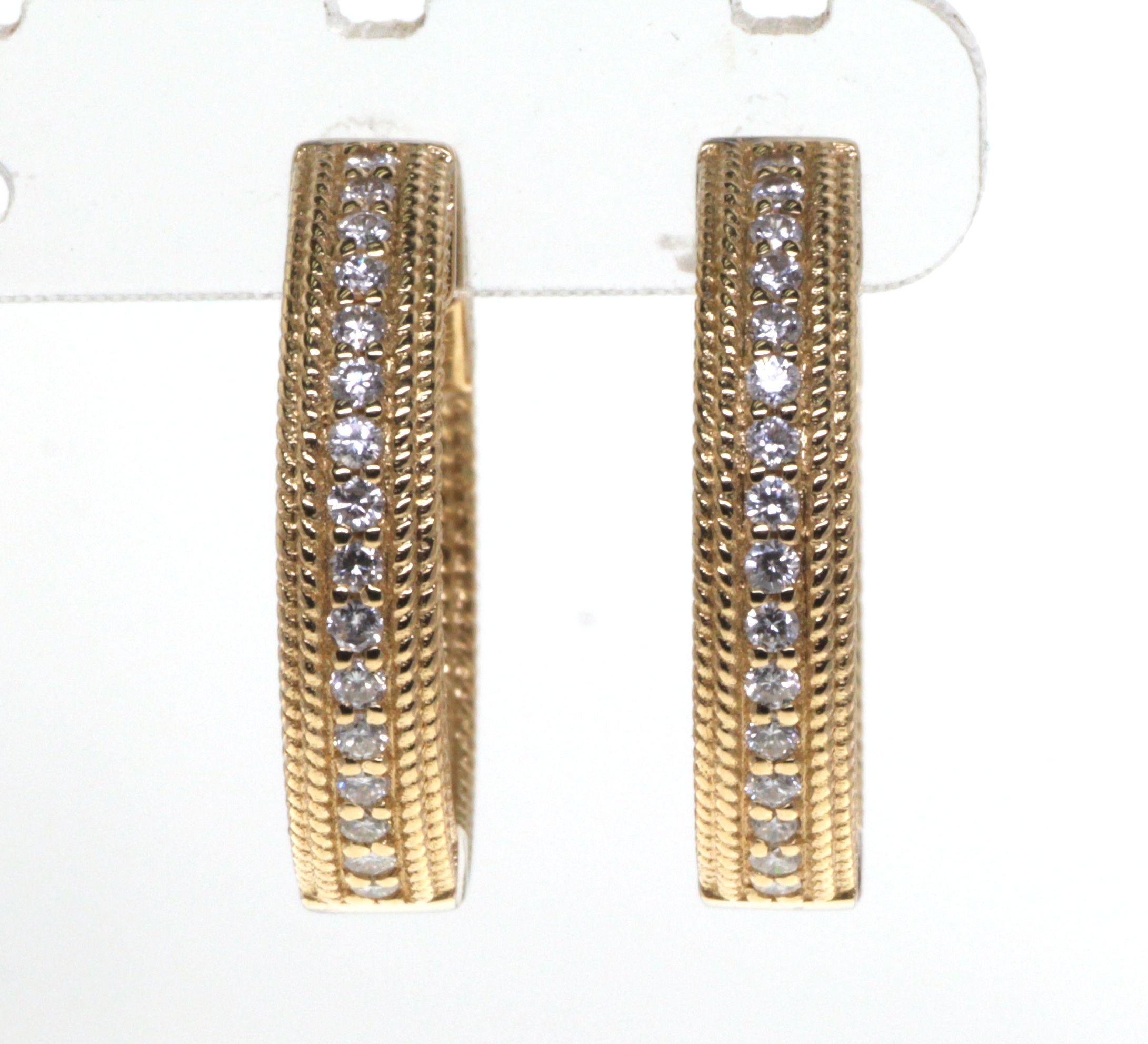 0.50 Carat Diamond Hoop Earrings in 18K Yellow Gold 3