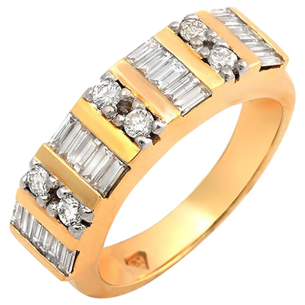 0,49 Karat Diamanten in 18 Karat Gelbgold Ehering im Angebot