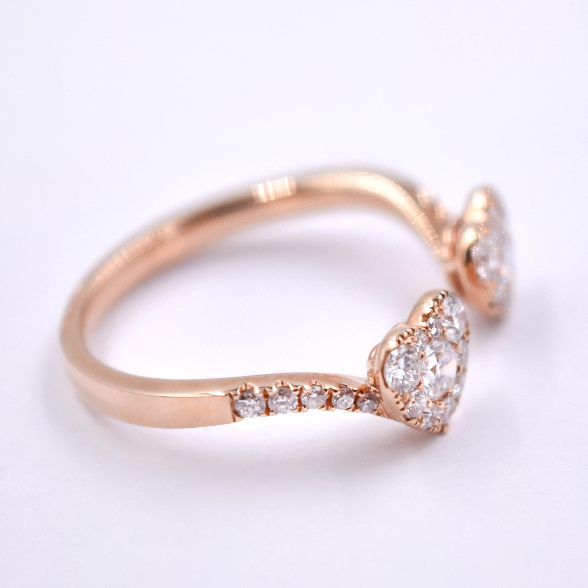 0.49 Carat Heart Cluster Diamond Promise Ring in 18 Karat Rose Gold In New Condition For Sale In Mill Valley, CA