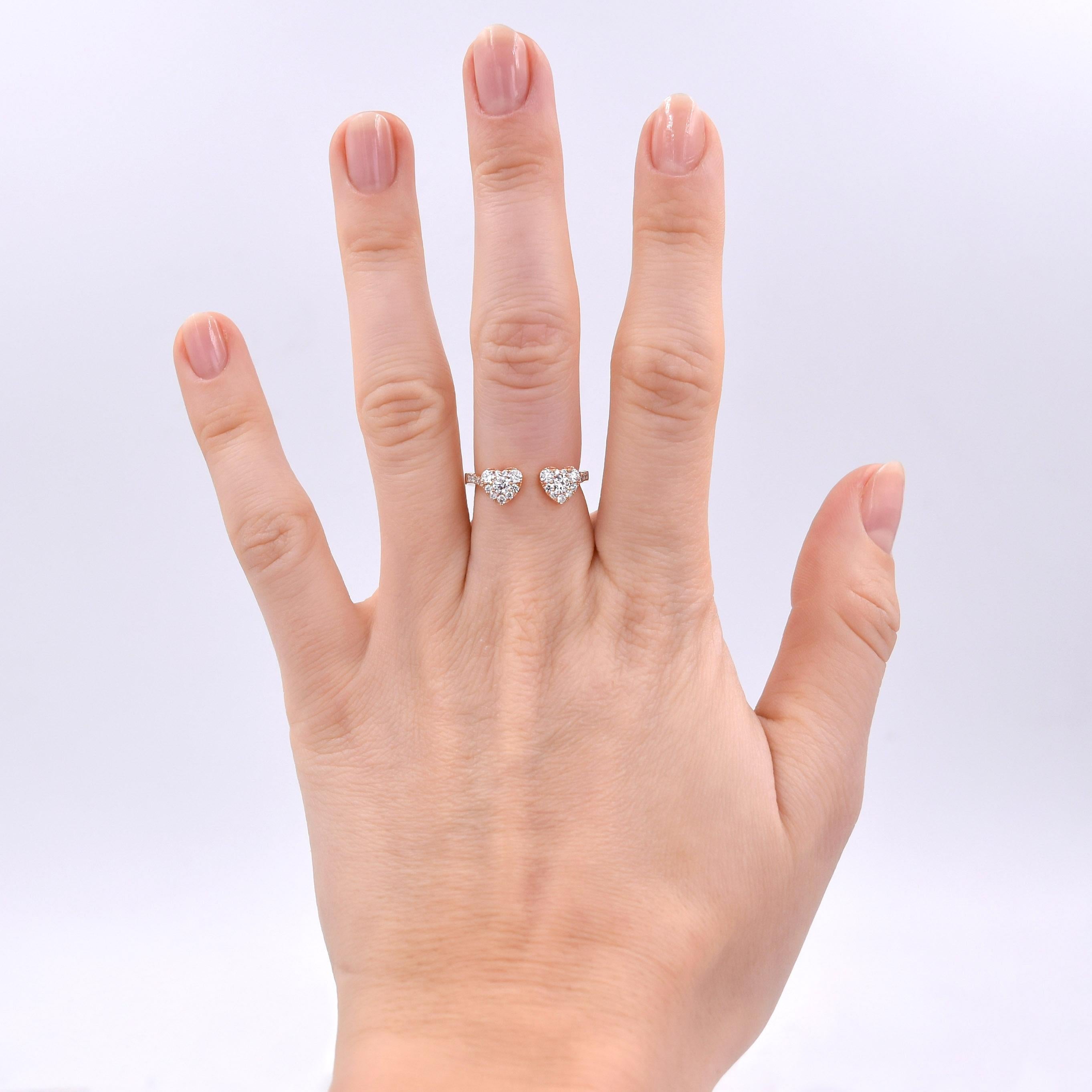 0.49 Carat Heart Cluster Diamond Promise Ring in 18 Karat Rose Gold For Sale 2