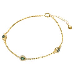 0.49 Carat Natural Alexandrite and Diamond Bracelet Made in 18K Yellow Gold