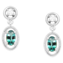 0.49 Carat Natural Color Changing Alexandrite and Diamond Dangle Earrings
