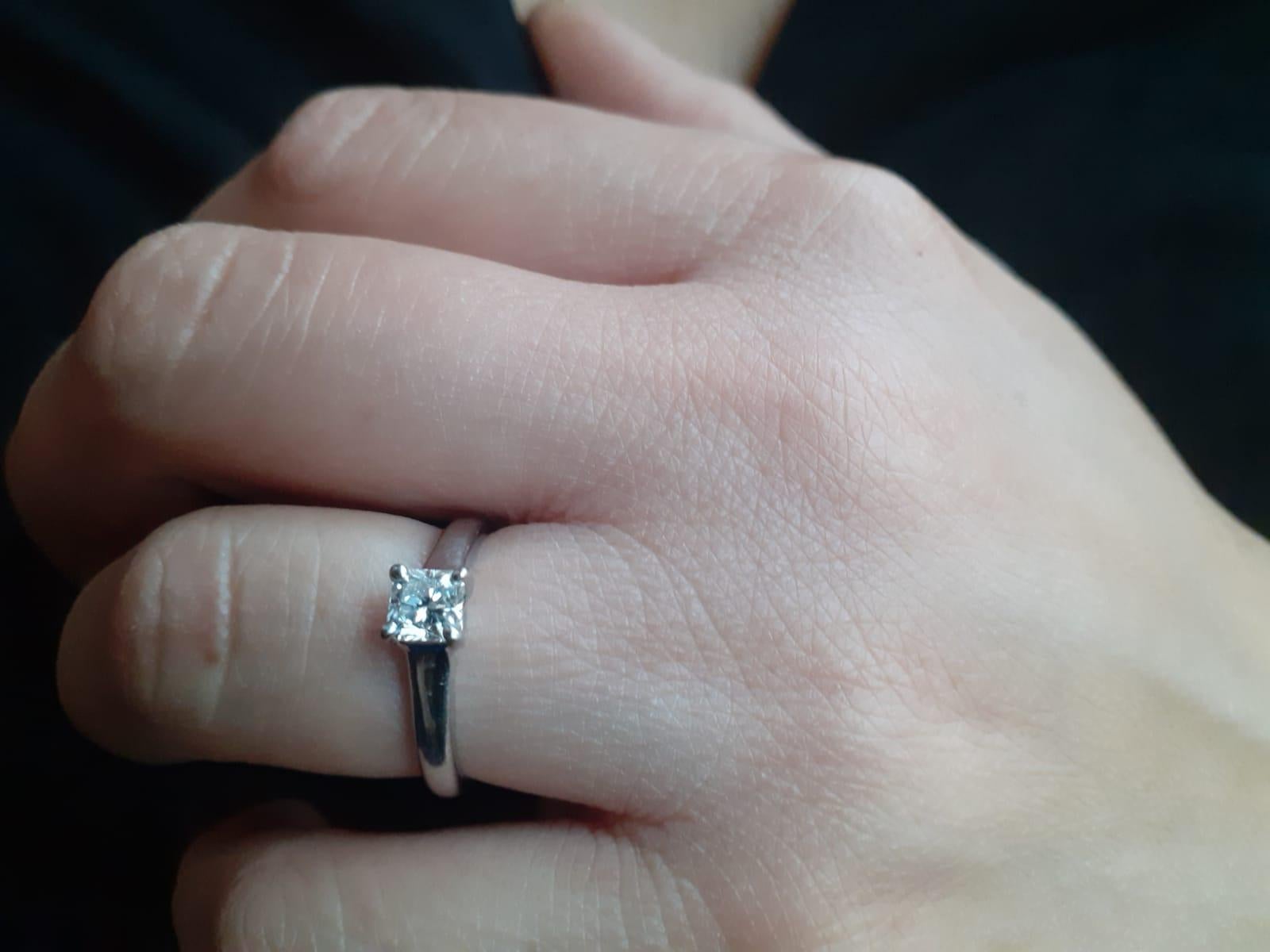 Square Cut 0.49 Carat Tiffany & Co Lucida Diamond Platinum Engagement Ring For Sale
