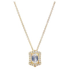 0.49 Carat Total Diamond Elongated Cushion Pendant Necklace in Yellow Gold