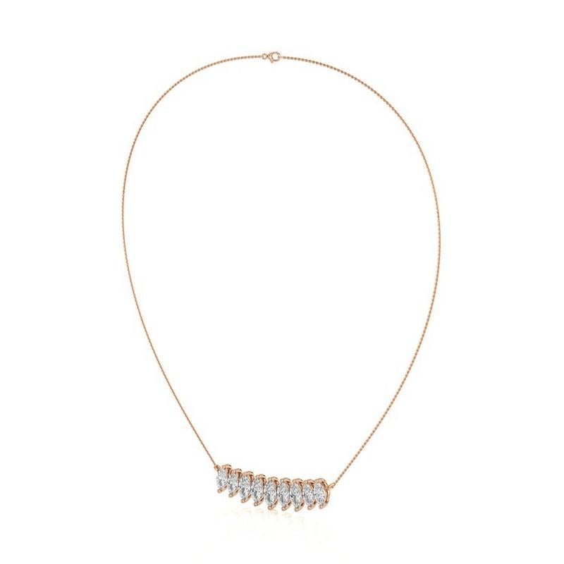 Modern 0.49 CTW Marquise diamonds 14K Rose Gold Classic Collection Delicate Necklace For Sale