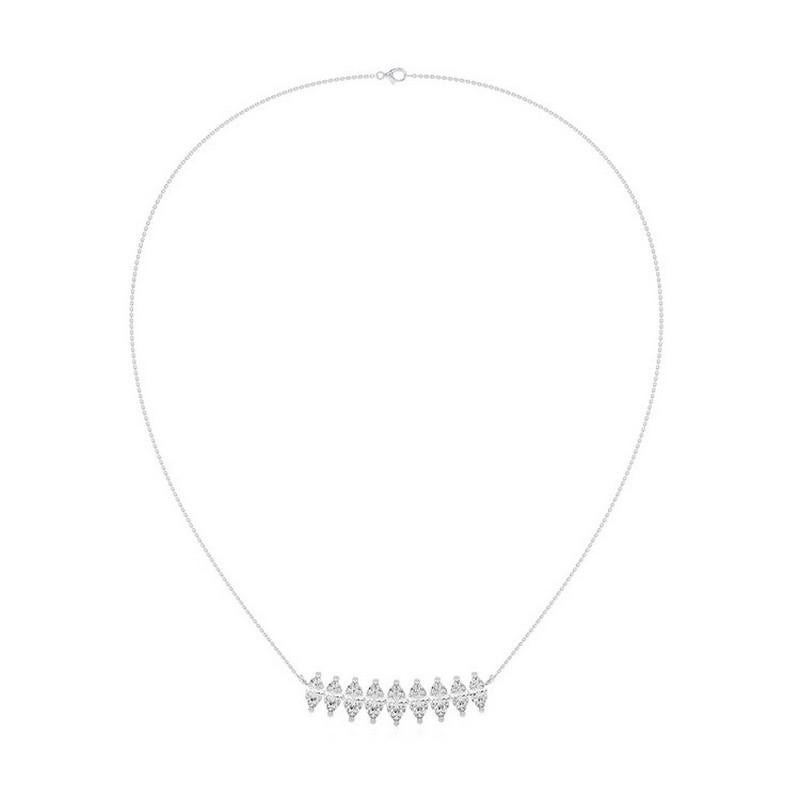 Overview:
The Classic Collection’s delicate necklace is a captivating and elegant piece, featuring 0.49 carats of marquise diamonds set in 18K white gold. This necklace combines the romantic hue of white gold with the brilliance of marquise