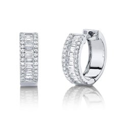 Pendientes Abrazadera de Diamantes talla baguette y brillante redondo de 0,49 ct