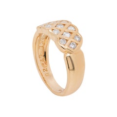 0.49 Carat Diamond 18 Carat Yellow Gold Lattice Band Ring