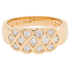 0,49 Karat Diamant 18 Karat Gelbgold Gitterband Ring