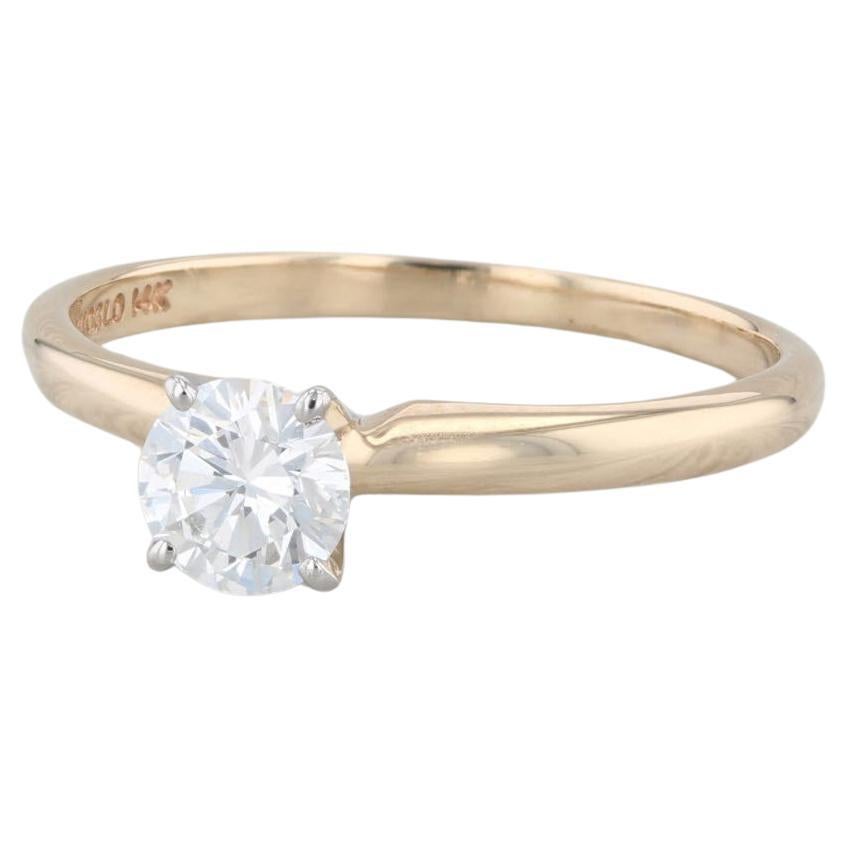 0.49ct VS2 Round Diamond Solitaire Engagement Ring 14k Gold Platinum Sz 6.75 IGI For Sale