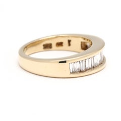 0.49ctw Bezel Diamond Wedding Band Ring, 14k Yellow Gold, Ring Size 4