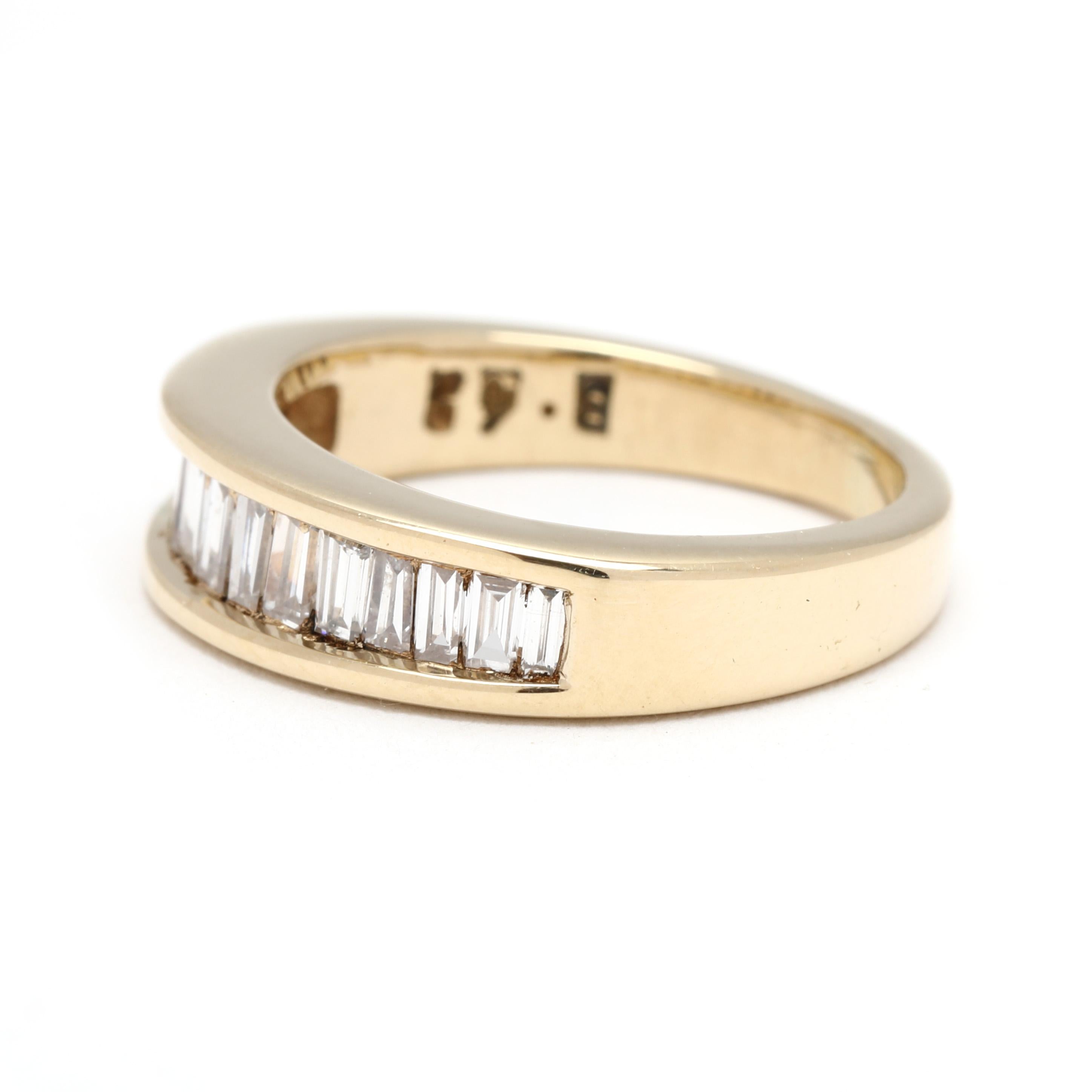 0.49ctw Bezel Diamond Wedding Band Ring, 14k Yellow Gold, Ring Size 4 In Good Condition For Sale In McLeansville, NC
