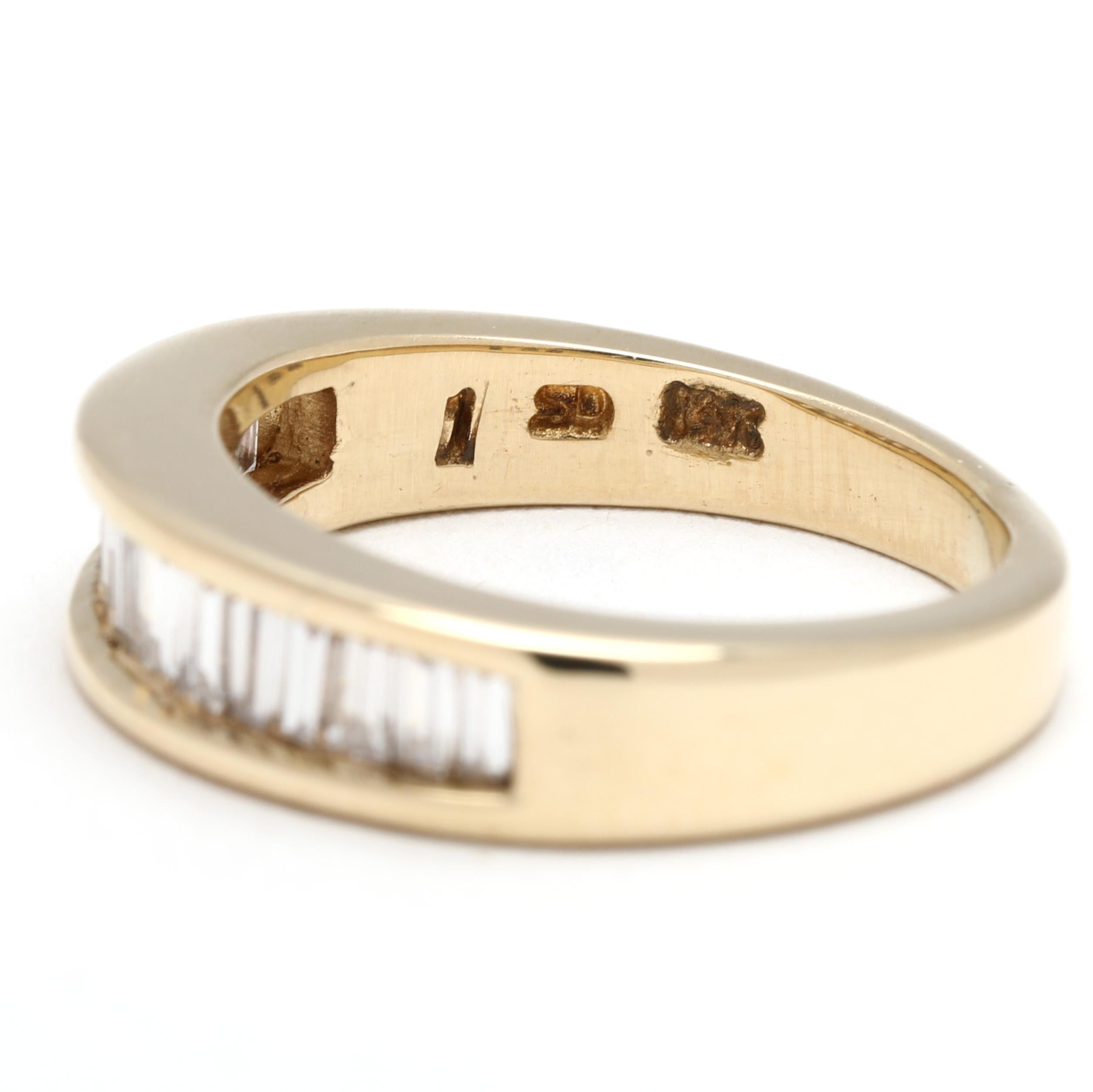 da uomo o donna Anello con castone di diamanti da 0,49 carati, oro giallo 14 carati, misura 4 in vendita