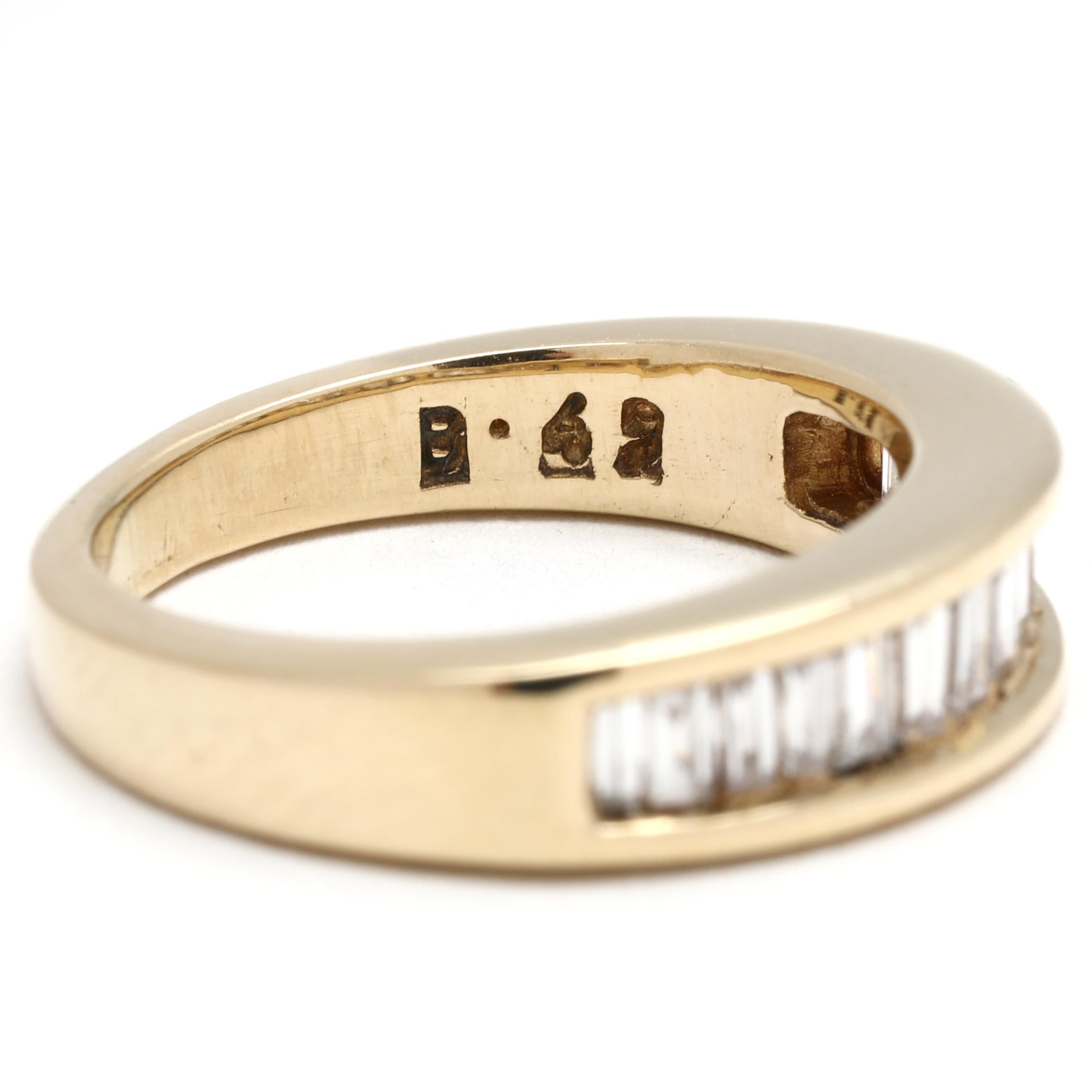 Anello con castone di diamanti da 0,49 carati, oro giallo 14 carati, misura 4 in vendita 1