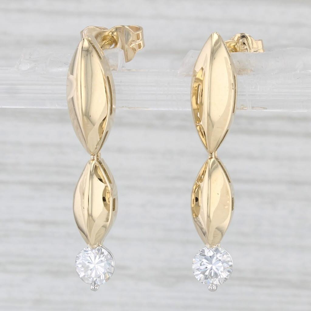 0.49ctw Diamond Drop Earrings 18k Yellow Gold In Good Condition For Sale In McLeansville, NC