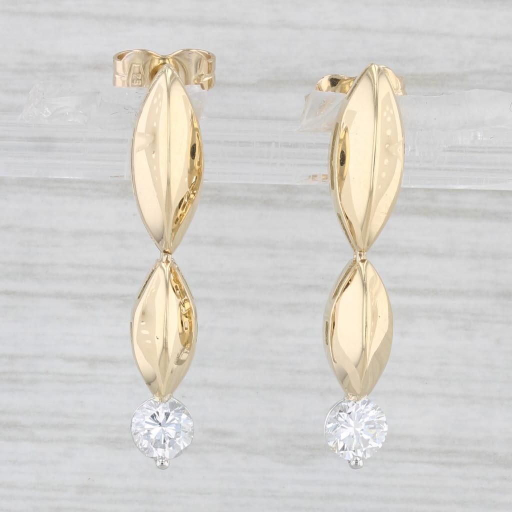 0.49ctw Diamond Drop Earrings 18k Yellow Gold For Sale