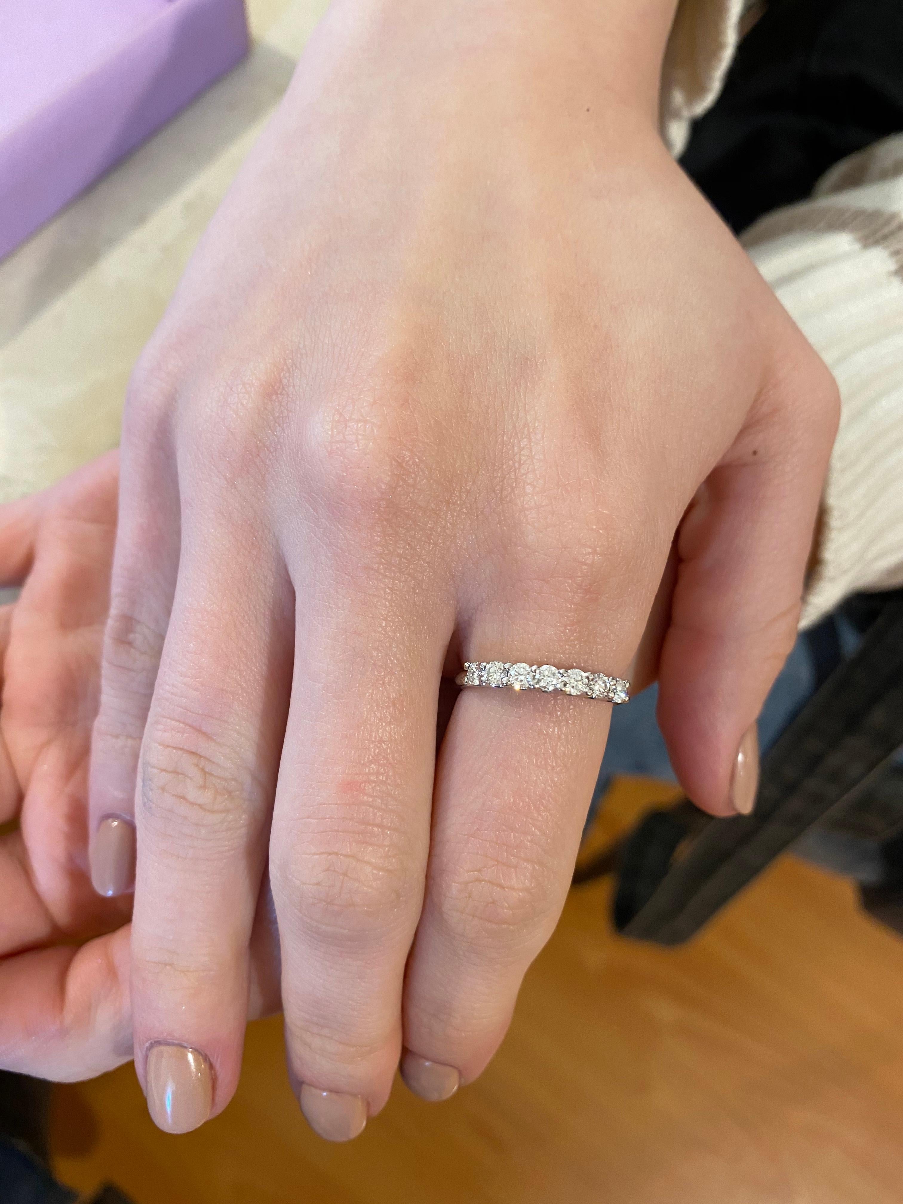 Contemporary 0.49ctw Diamond Half Eternity Ring, 18K White Gold For Sale