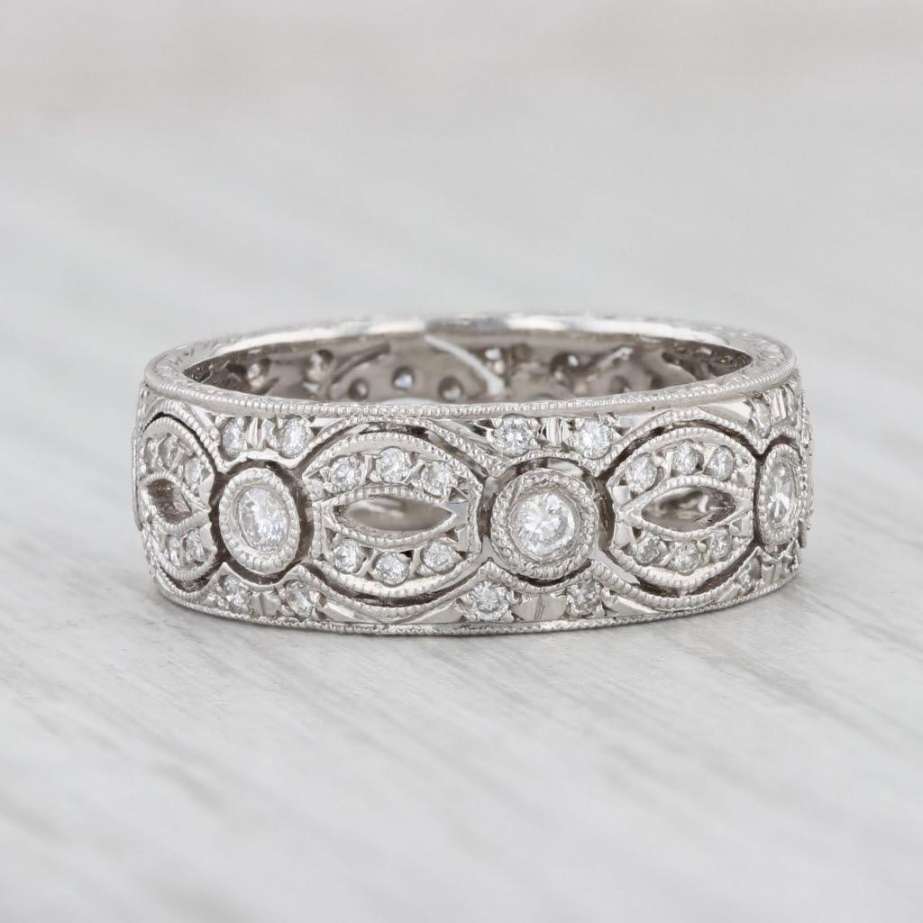 Donna Anello di diamanti da 0,49 ct. in platino con fascia nuziale per l'anniversario di eternità misura 6,25 in vendita