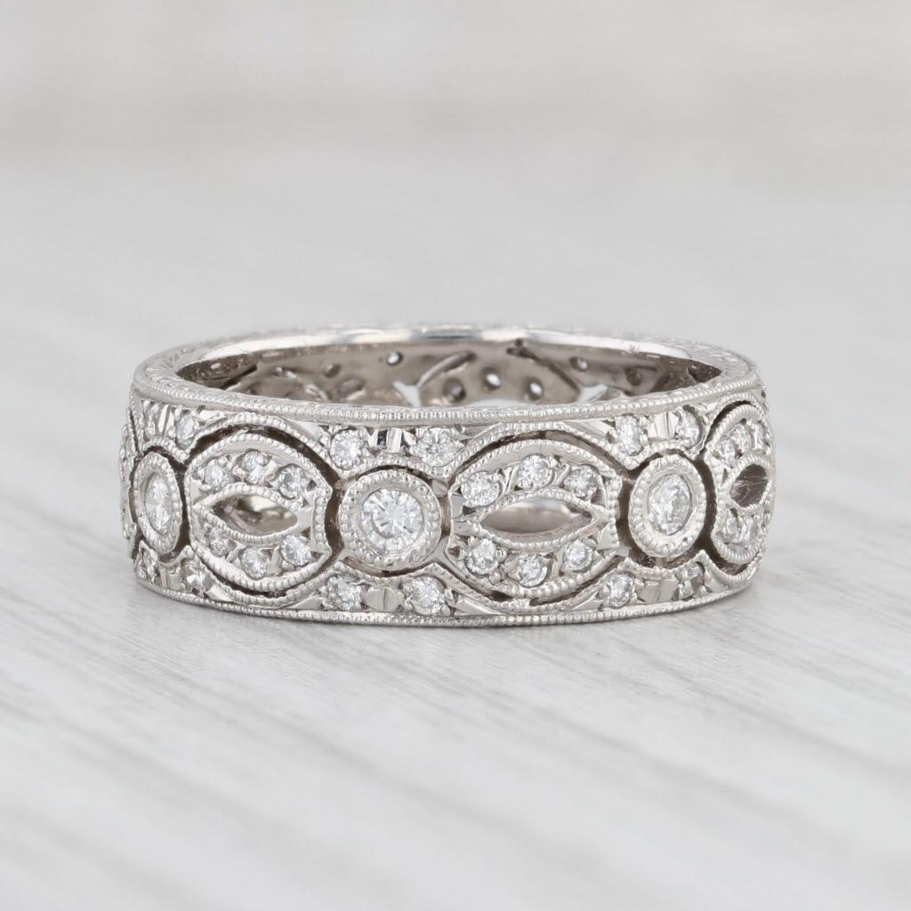 Anello di diamanti da 0,49 ct. in platino con fascia nuziale per l'anniversario di eternità misura 6,25 in vendita 1