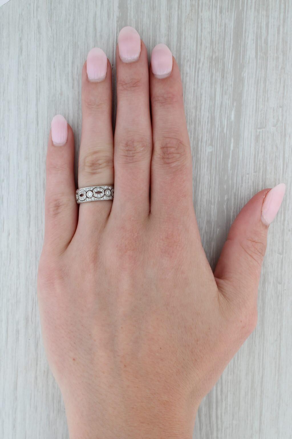 Anello di diamanti da 0,49 ct. in platino con fascia nuziale per l'anniversario di eternità misura 6,25 in vendita 2