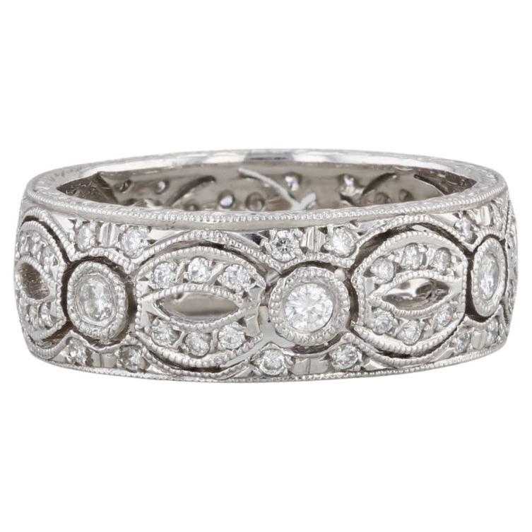 0.49ctw Diamond Ring Platinum Band Wedding Anniversary Eternity Size 6.25 For Sale