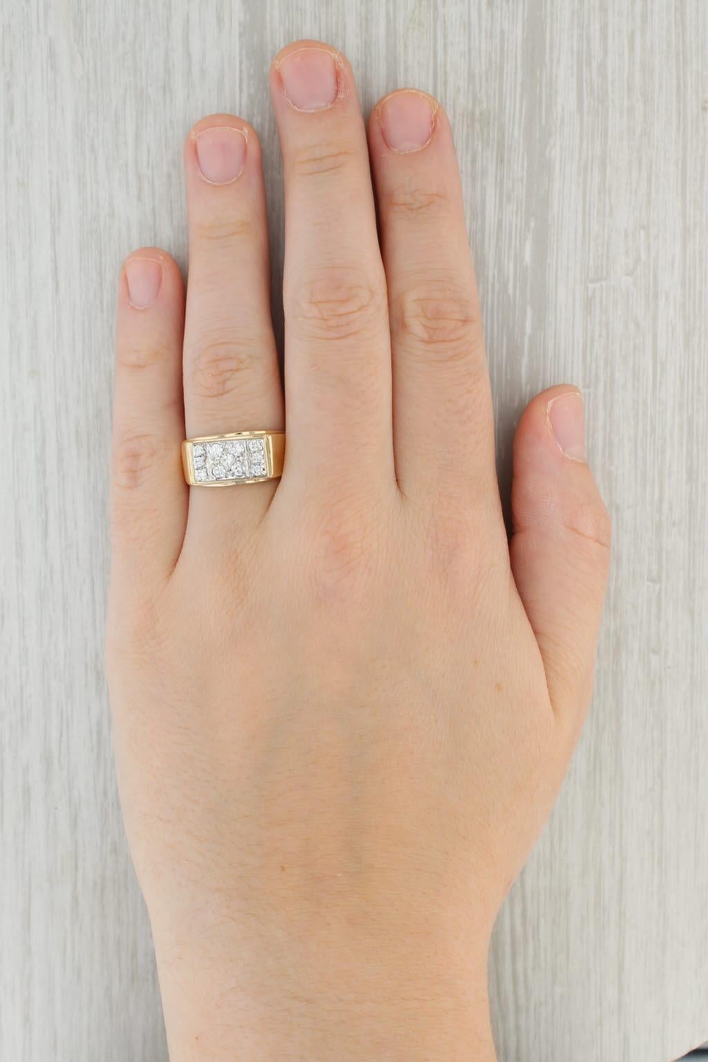 Round Cut 0.49ctw Men's Diamond Ring 14k Yellow Gold Size 10.25 Wedding Band