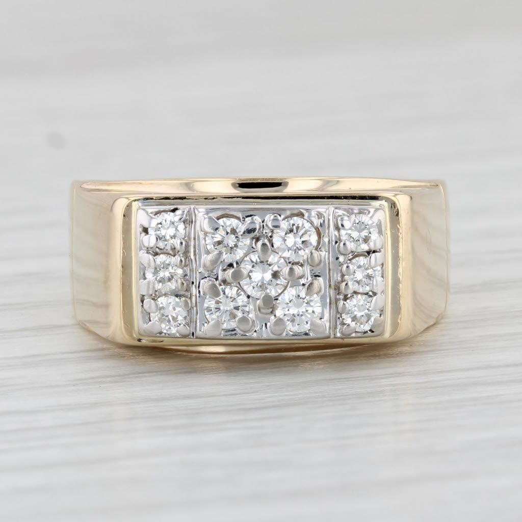0.49ctw Men's Diamond Ring 14k Yellow Gold Size 10.25 Wedding Band 2