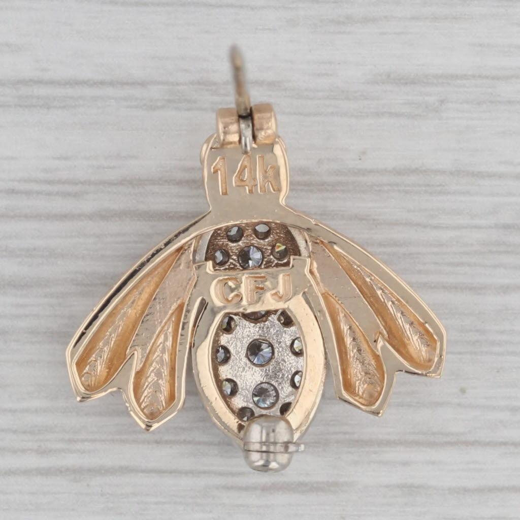 Gemstone Information:
- Natural Diamonds -
Total Carats - 0.49ctw
Cut - Round Brilliant
Color - G - I
Clarity - VS2

Metal: 14k Yellow Gold, White Gold Settings
Weight: 5.7 Grams 
Stamps: 14k
Closure: Bar Pin, Spinner Clasp
Measurements: 21.3 x 21.7
