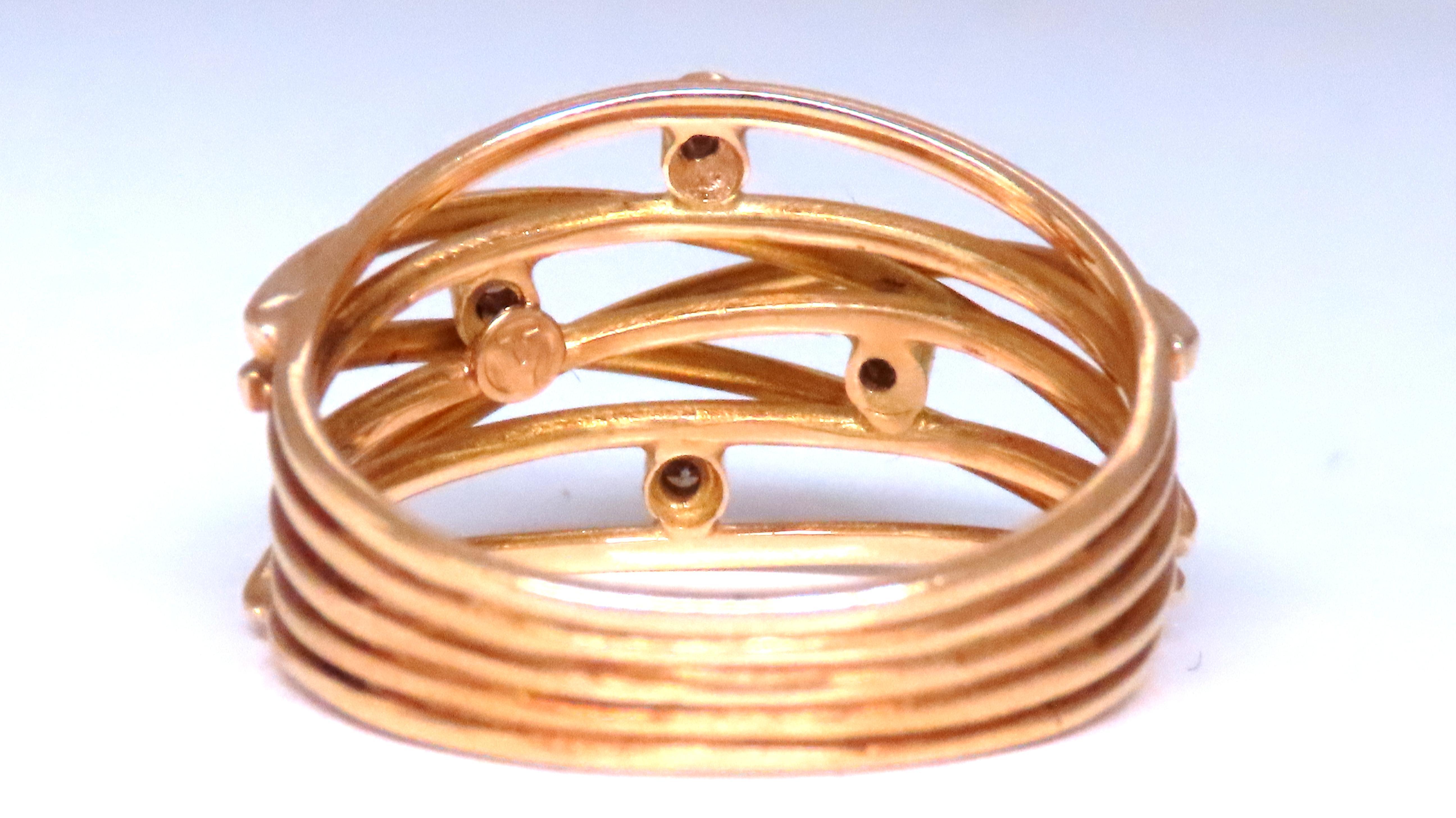 Taille ronde .04ct Diamant Naturel Bague en forme de fil barbelé 14kt or 12420 en vente