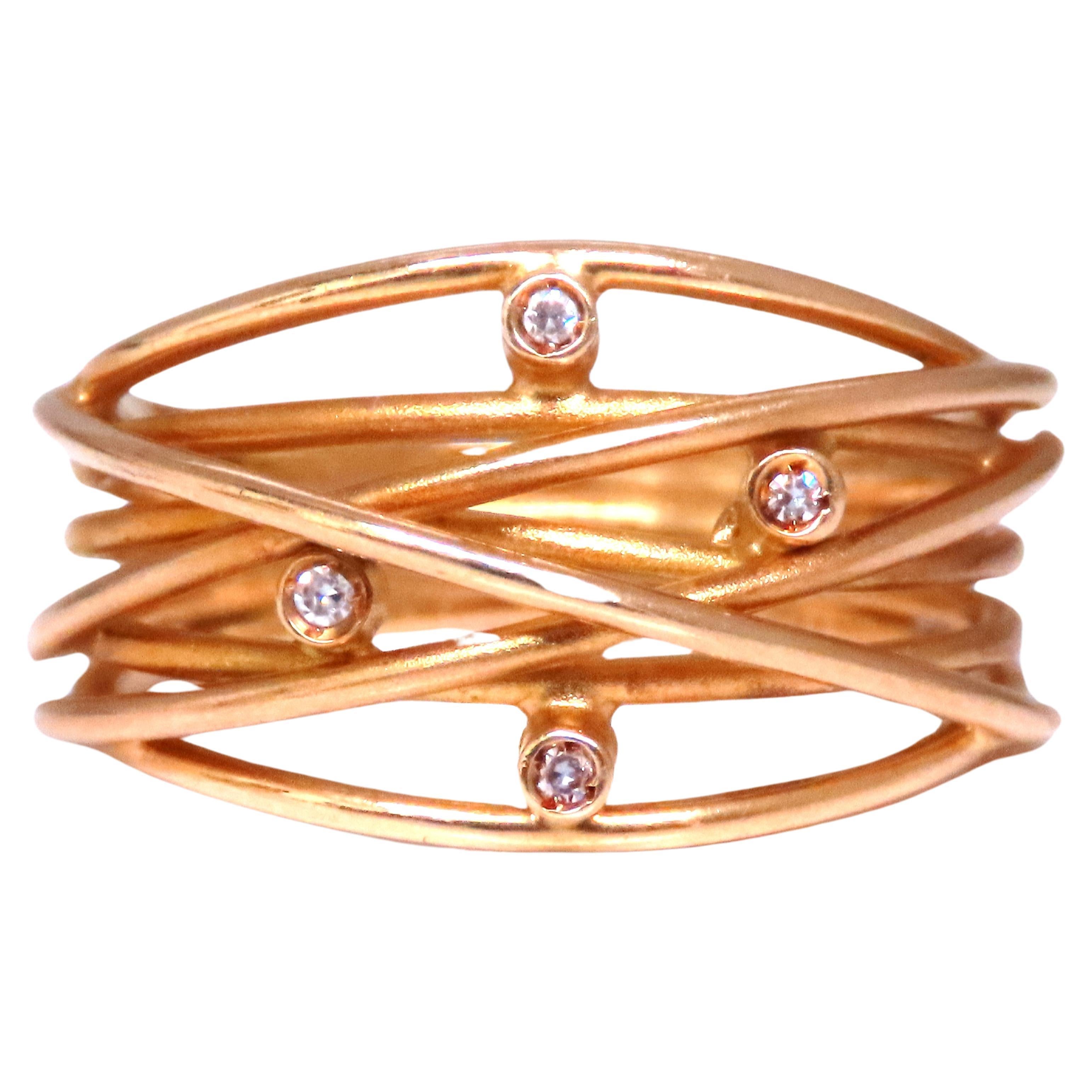 .04ct Natural Diamond Satin Barbed Wire Form Ring 14kt gold 12420