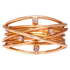 .04ct Natural Diamond Satin Barbed Wire Form Ring 14kt gold 12420*