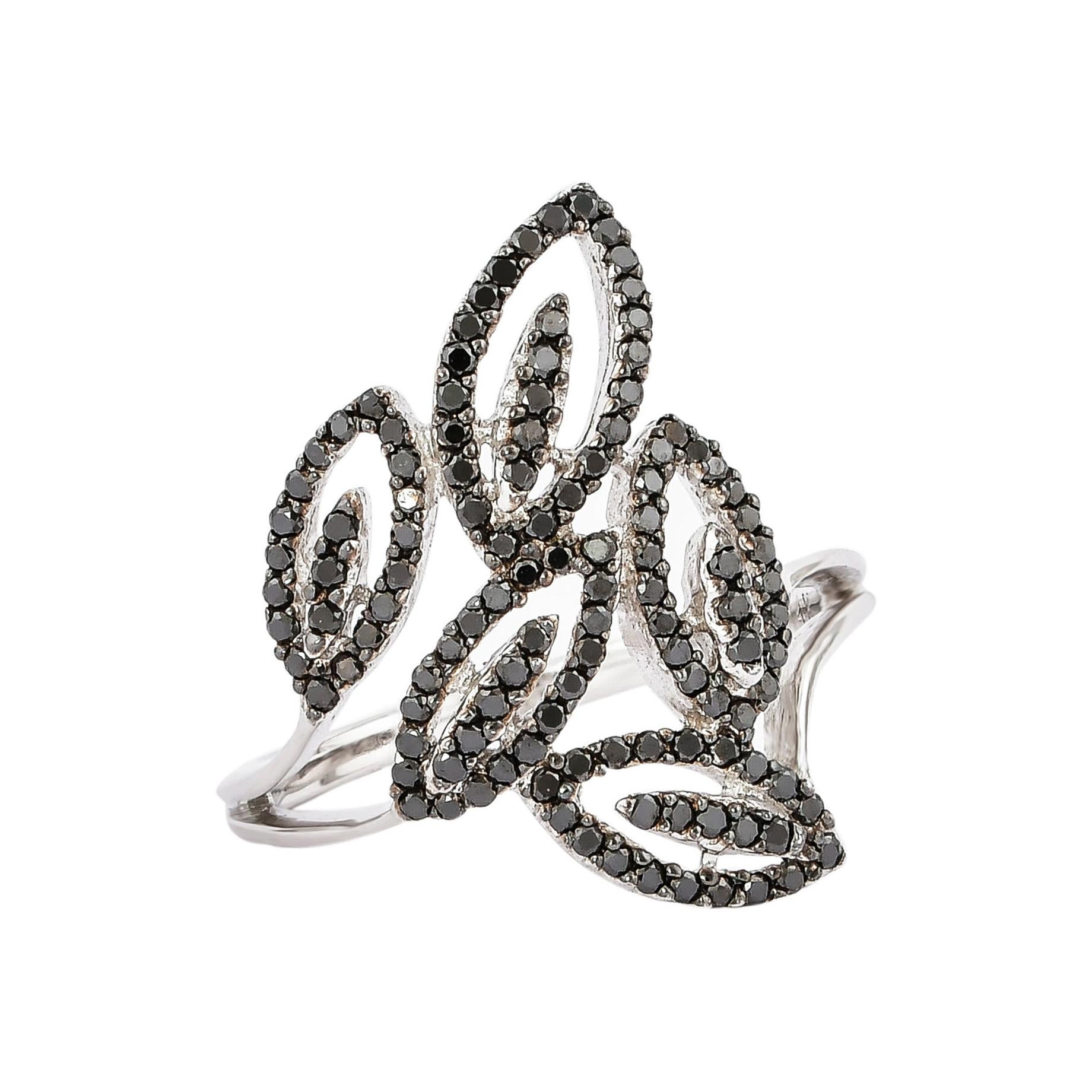 Sunita Nahata Black Diamond 0.50ct. Fancy Ring in 14Karat White Gold.
