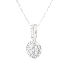 0.5 Carat Diamond Moonlight Round Cluster Pendant in 14K White Gold