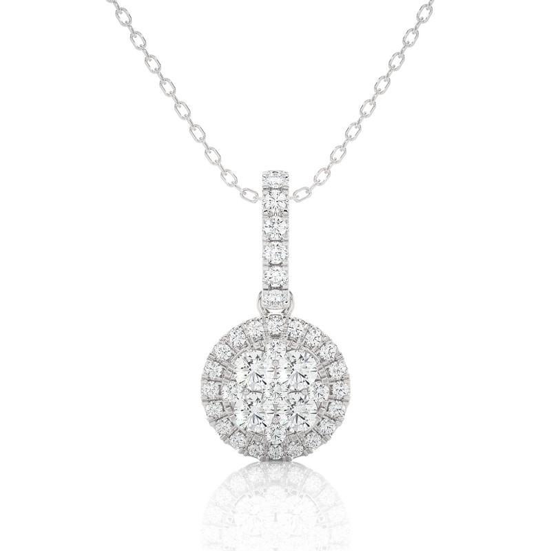 0,5 Karat Diamant-Mondlicht-Cluster-Anhänger mit rundem Cluster-Anhänger aus 14K Weißgold (Rundschliff) im Angebot