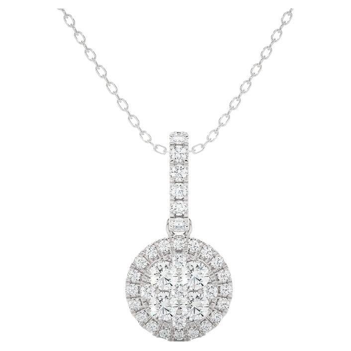 0.5 Carat Diamond Moonlight Round Cluster Pendant in 14K White Gold  For Sale
