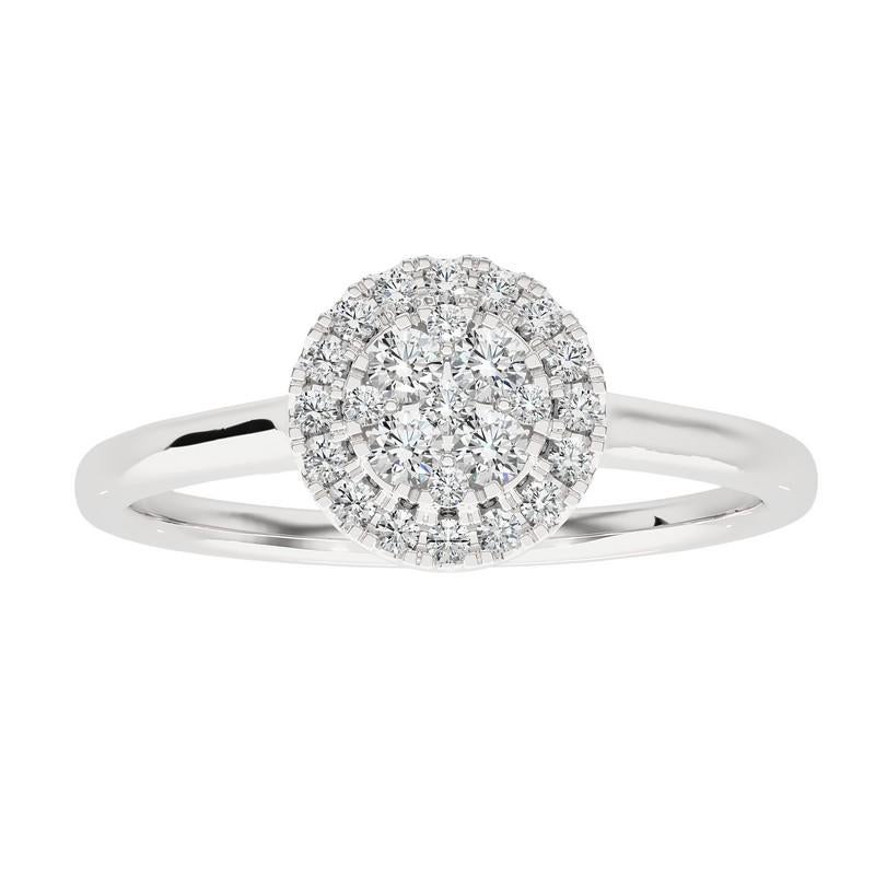 Modern 0.5 Carat Diamond Moonlight Round Cluster Ring in 14K White Gold For Sale