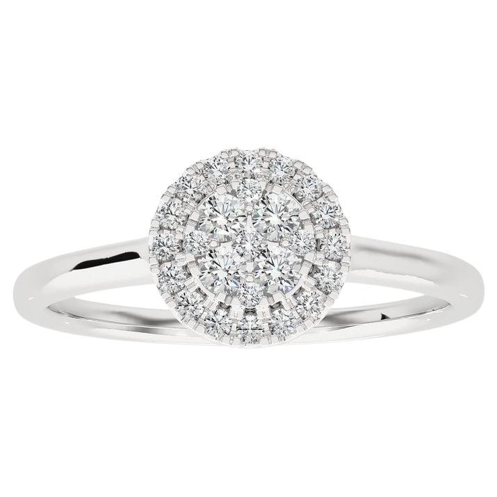 0.5 Carat Diamond Moonlight Round Cluster Ring in 14K White Gold For Sale