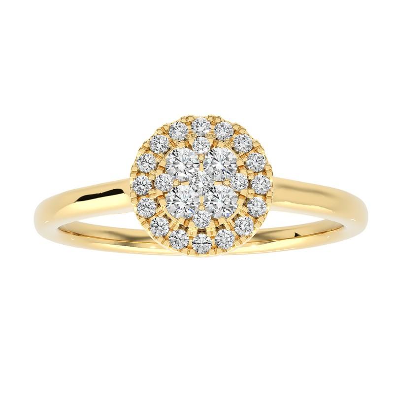 Modern 0.5 Carat Diamond Moonlight Round Cluster Ring in 14K Yellow Gold For Sale