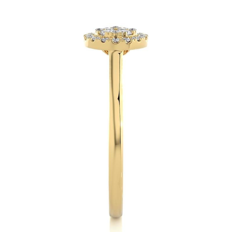 Round Cut 0.5 Carat Diamond Moonlight Round Cluster Ring in 14K Yellow Gold For Sale