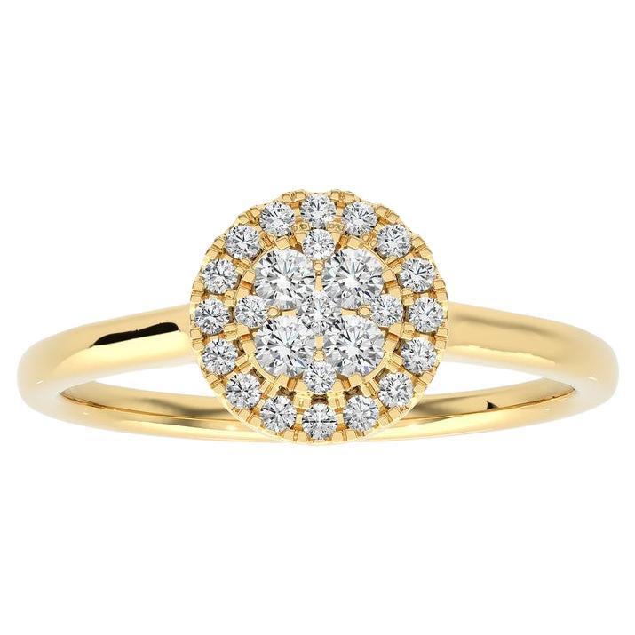 0.5 Carat Diamond Moonlight Round Cluster Ring in 14K Yellow Gold For Sale