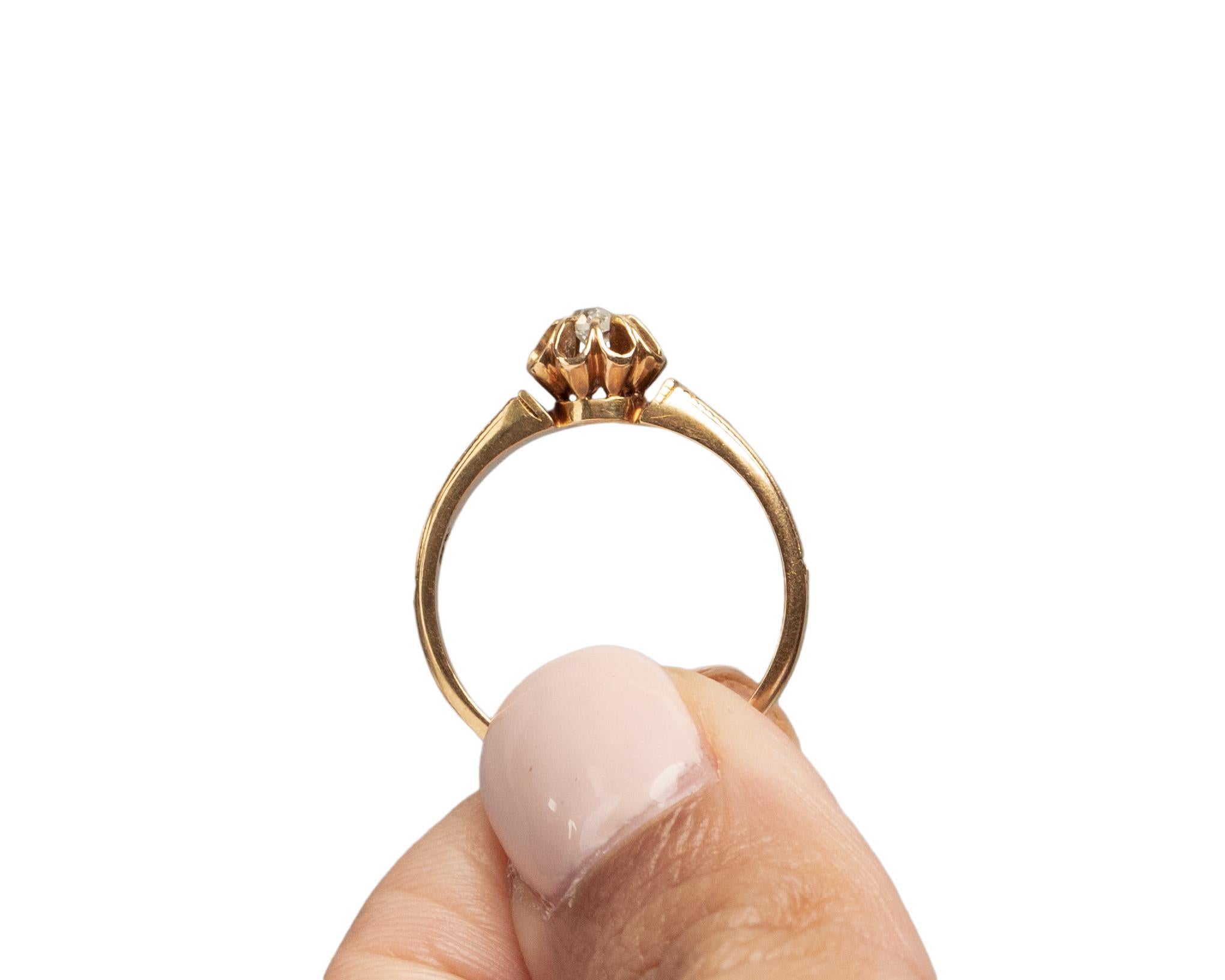Old Mine Cut .05 Carat Diamond Yellow Gold Engagement Ring