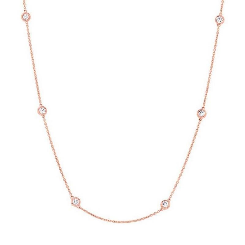 Round Cut 0.5 Carat Diamonds Cross Necklace in 14K Rose Gold For Sale