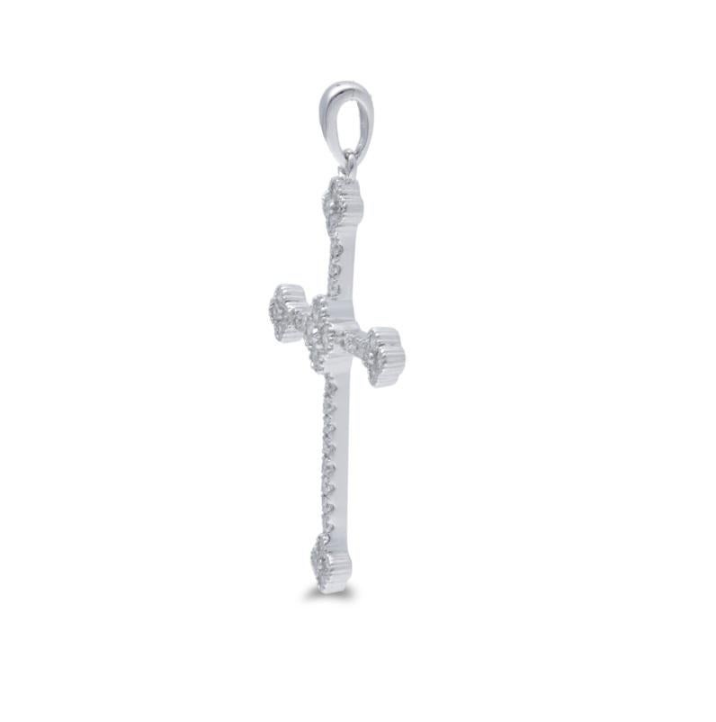 Modern 0.5 Carat Diamonds in 14K White Gold Cross Pendant For Sale