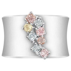 0.5 Carat Fancy Color Diamonds 18 Karat Matte White Gold Wide Ring