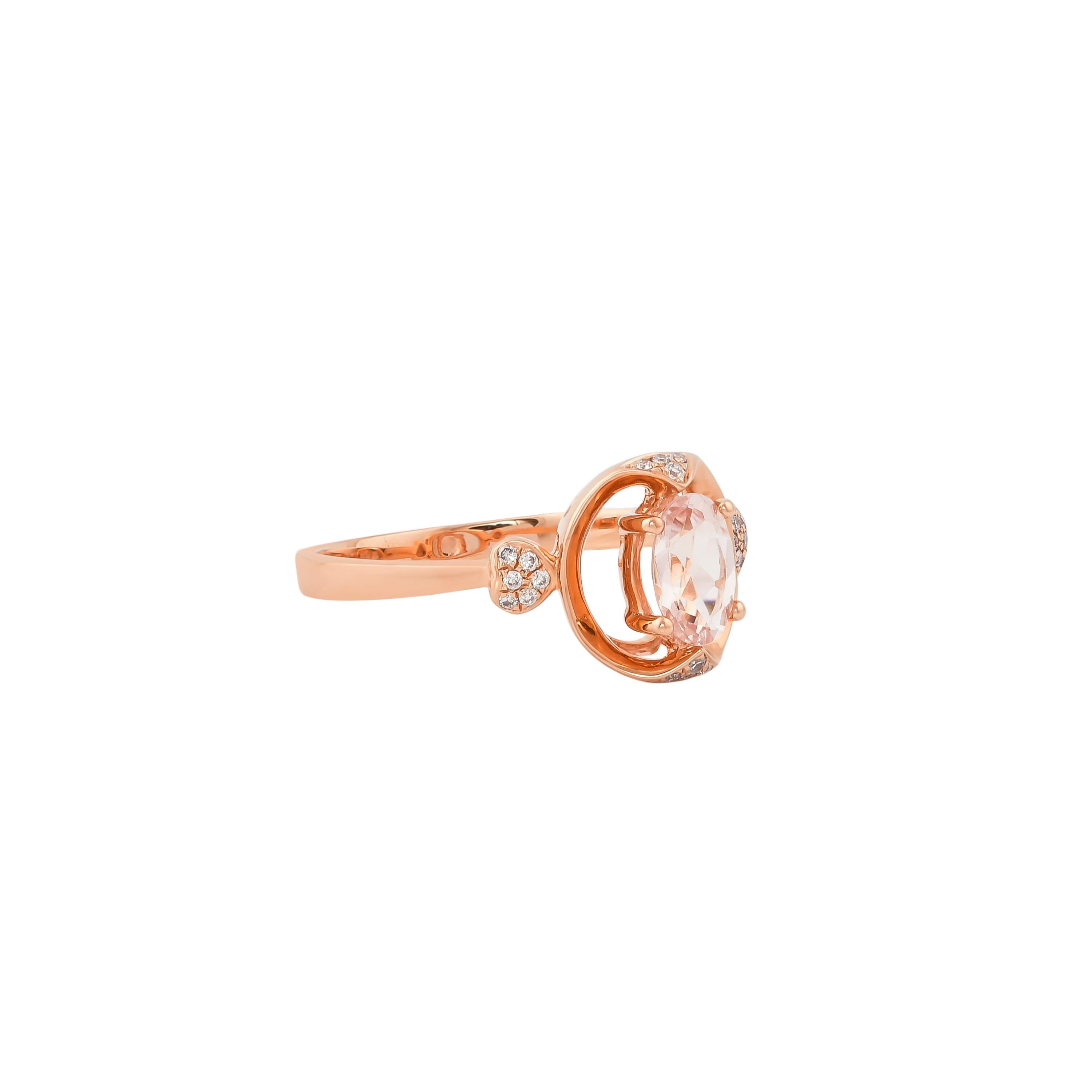 Contemporain Sunita Nahata Morganite 0.50 carats Bague fantaisie en or rose 18 carats avec diamants en vente