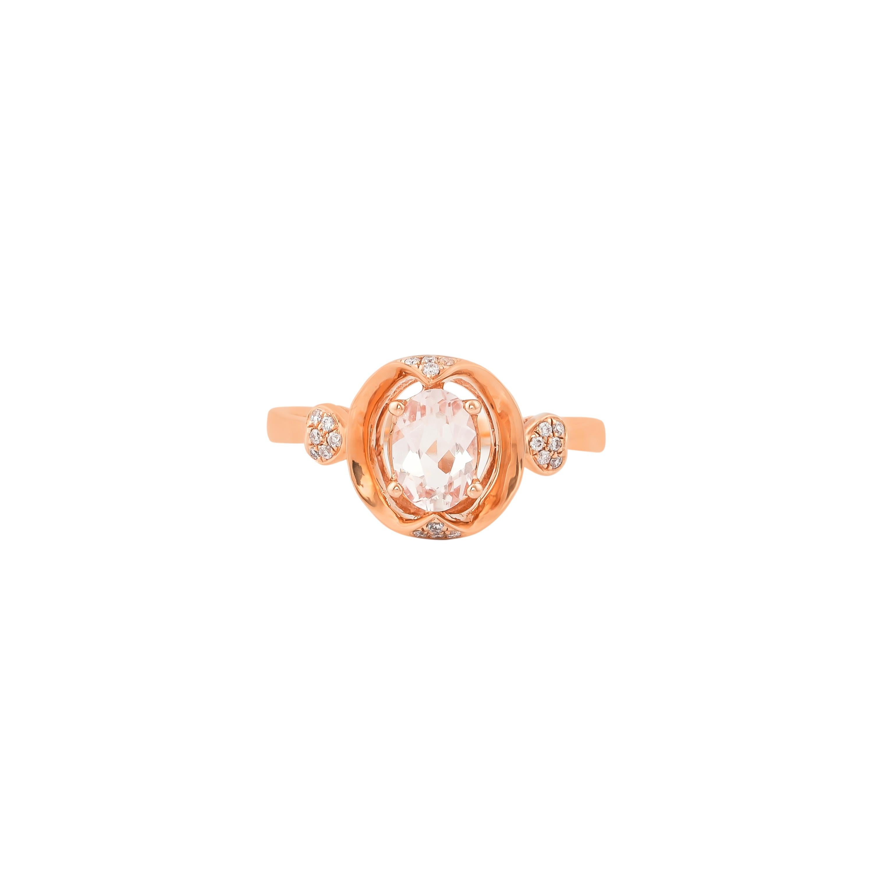 Sunita Nahata Morganite 0.50 carats Bague fantaisie en or rose 18 carats avec diamants Pour femmes en vente