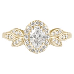 0.5 Carat Oval Diamond Floral Engagement Ring - Minimal Lily