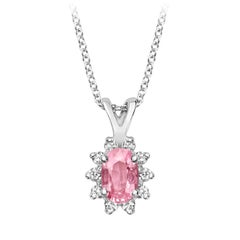 0.5 Carat Oval Pink Sapphire and 0.12 Carat White Diamond Pendant