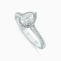 0.5 Carat Pear Diamond Engagement Ring 18K White Gold HRD Certified Wedding Ring