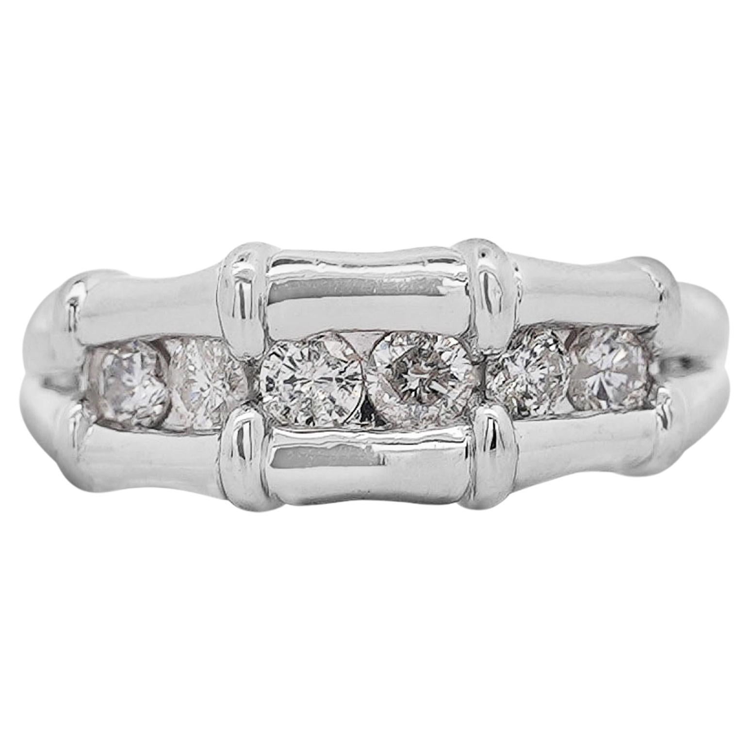 0.5 Carat Round Diamond Bamboo Style Platinum Channel Set Band Ring